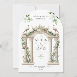 convite de casamento flores arco palácio luxuoso