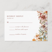 Convite de Casamento Flores Boho Aquarela RSVP