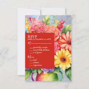 Convite de Casamento Flores Coloridas Arco-Íris