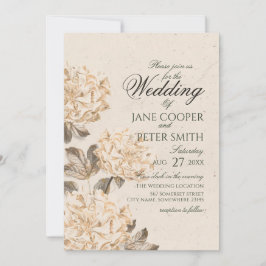 Convite de casamento Flores Douradas