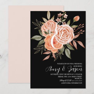 Convite de Casamento Flores Rosa Água Cor Vintage