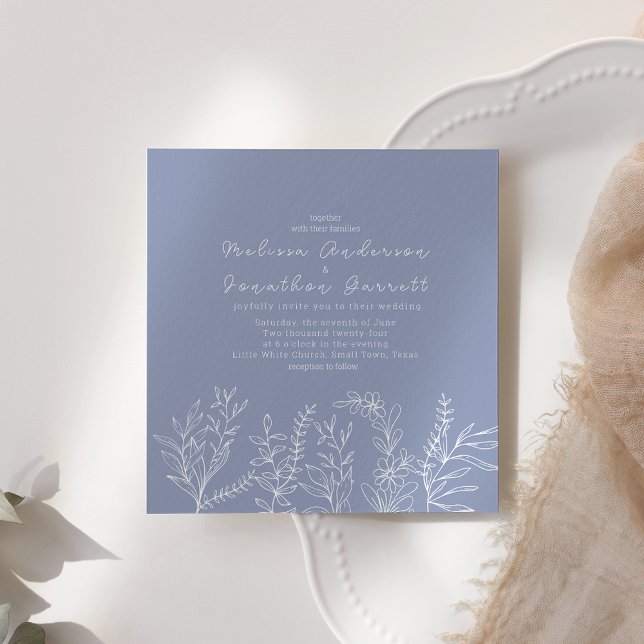 Convite de Casamento Flores Rosas Vinca menor (Criador carregado)