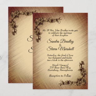 Convite de Casamento Flores Rústicas Profundas