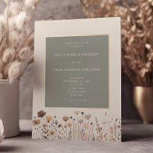 Convite de Casamento Flores Silvestres Boho Verde 