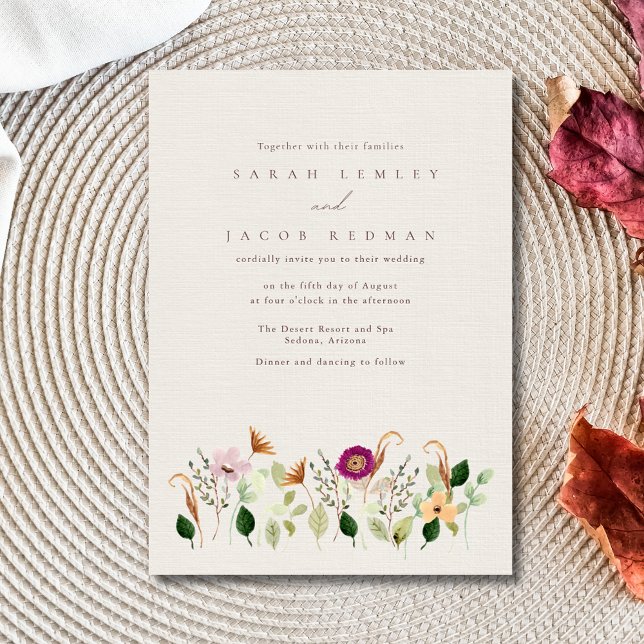 Convite de Casamento Flores Silvestres Caprichosas (Whimsical Wildflowers Wedding Invitation)