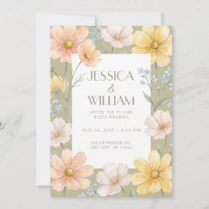Convite de Casamento Flores Silvestres Cor de Prim