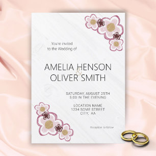 Convite de Casamento Flores Simples Textura de Mad