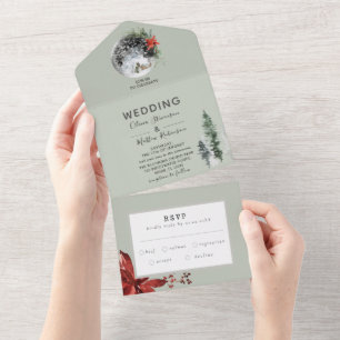 Convite de Casamento Floresta de Inverno Nevada Tu