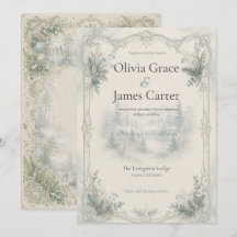 Convite de Casamento Floresta de Inverno Toile Fra