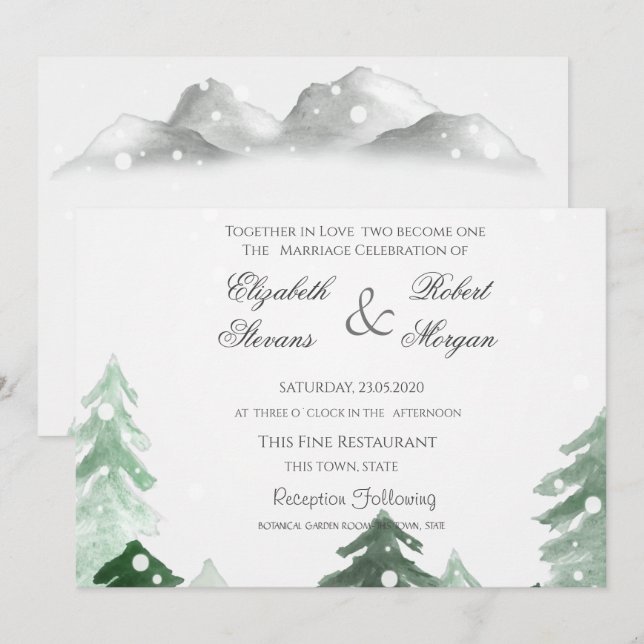 Convite de Casamento Floresta de Madeira (Frente/Verso)
