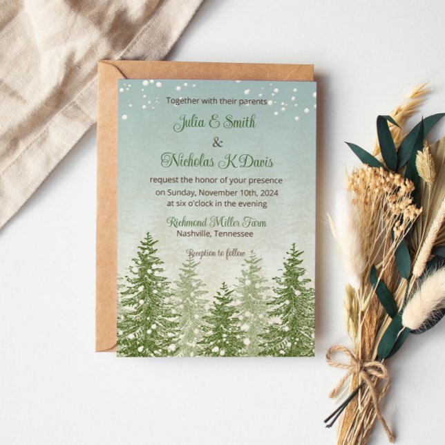 Convite de Casamento Floresta de Neve de Inverno (Criador carregado)