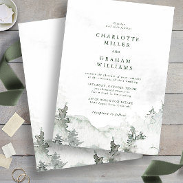 Convite de Casamento Floresta Minimalista Aquarela