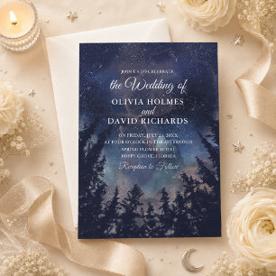 Convite de Casamento Floresta Noturna Estelar Cele