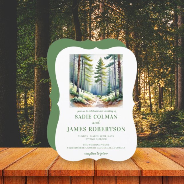 Convite de Casamento Floresta Verde Bosque Rústico (Criador carregado)