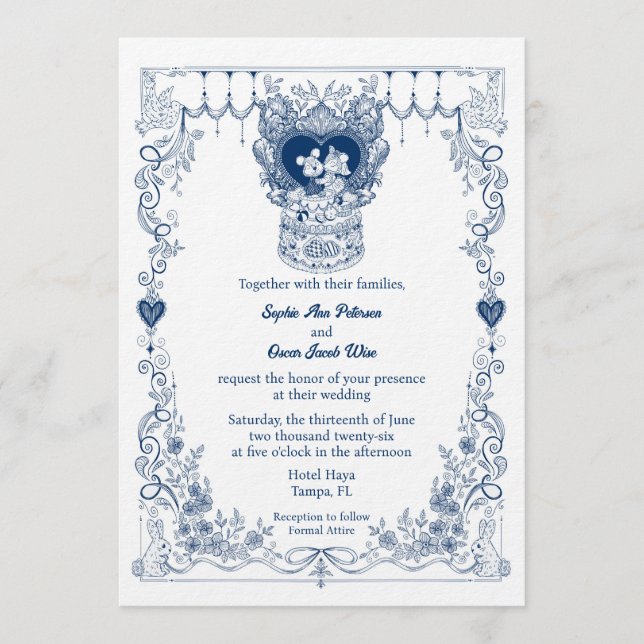 Convite de Casamento Florestal Ilustrado (Frente)