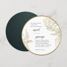 CONVITE DE CASAMENTO FLORORAL DE OURO CLEGANTE