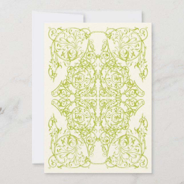 Convite de Casamento Flourish Corner (Chartreuse) (Frente)