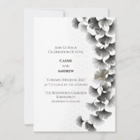 Convite de Casamento Folha de Ginkgo Cinza