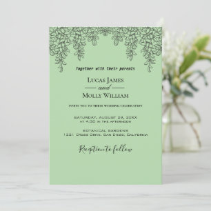 Convite de Casamento Folha de Samambaia Verde Sage