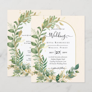 Convite de Casamento Folha Verde Botânica Moderna 