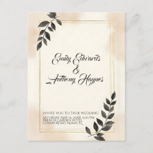 Convite de Casamento Folha Verde Escuro Elegante