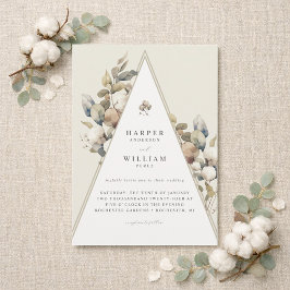 convite de casamento folhagem algodão triângulo bo
