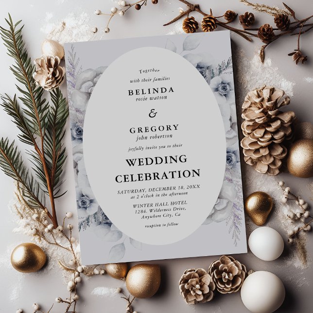 Convite de Casamento Folhagem de Inverno Botânica (Criador carregado)