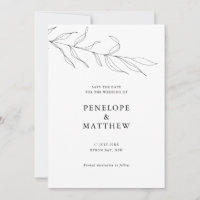 Convite de Casamento Folhagem Desenho Linear