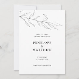 Convite de Casamento Folhagem Desenho Linear