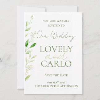 Convite de Casamento Folhagem Elegante