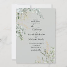 Convite de Casamento Folhagem Elegante