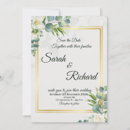 Convite de Casamento Folhagem Elegante Minimalista