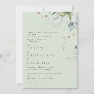 Convite de Casamento Folhagem Leve Sage II