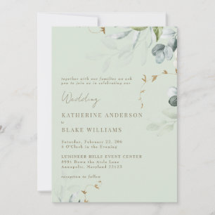 Convite de Casamento Folhagem Leve Sage III