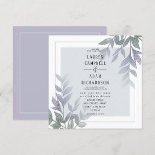Convite de Casamento Folhagem Moderna Lilás Roxo