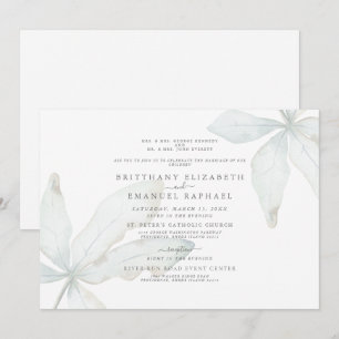 Convite de Casamento Folhagem Tropical Branca Simp