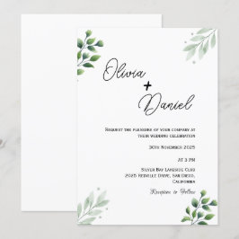 Convite de Casamento Folhagem Vintage