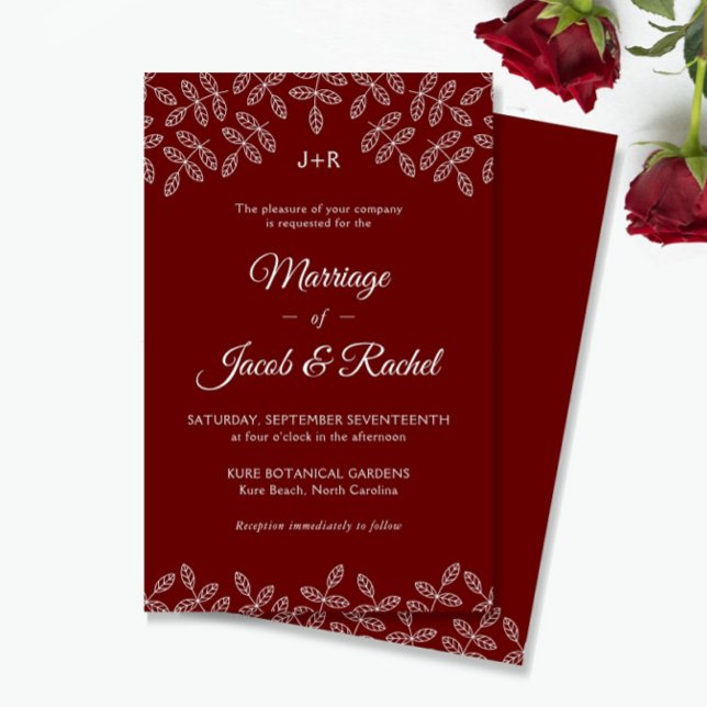 Convite de Casamento Folhas de Jardim Elegantes Ve (Criador carregado)