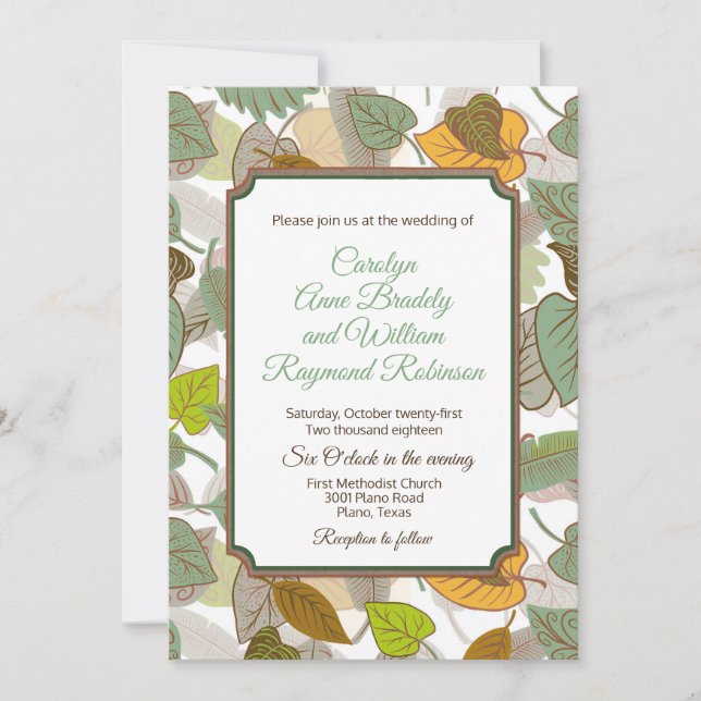 Convite de Casamento Folhas de Outono (Frente)