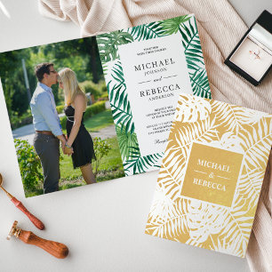 Convite de Casamento Folhas de Palmeira Verde Bran