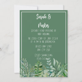 Convite de Casamento Folhas de Sage Verde