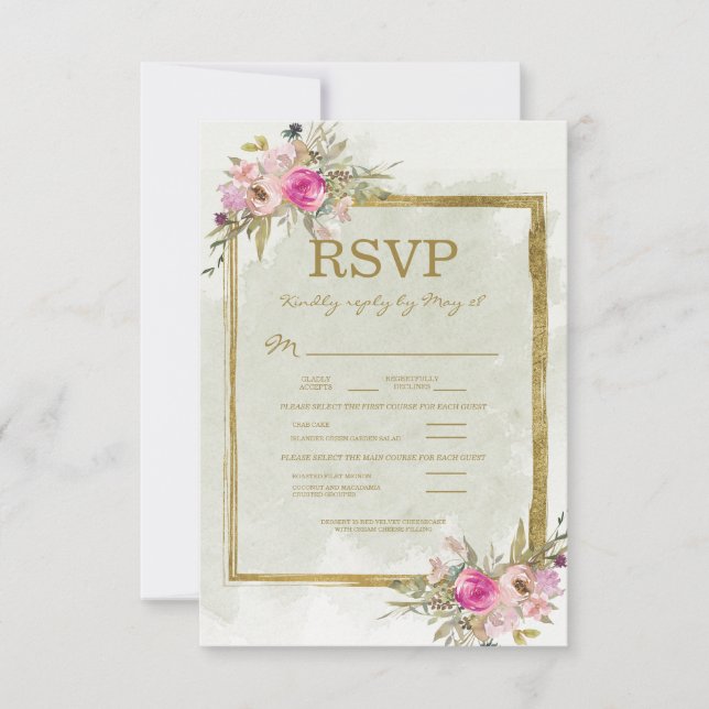 Convite de Casamento Folhas de Sage Verde Floral R (Frente)