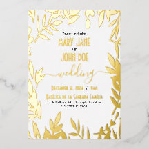 Convite de Casamento Folhas Douradas