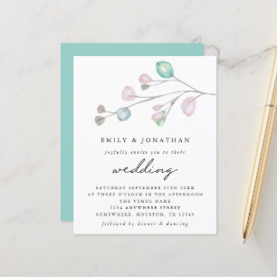 Convite de Casamento Folhas Pastel Moderno Orçamen