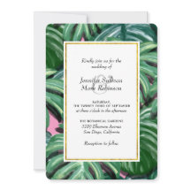 Convite de Casamento Folhas Tropicais Verde e Exub