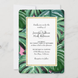 Convite de Casamento Folhas Tropicais Verde e Exub