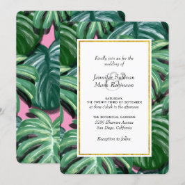 Convite de Casamento Folhas Tropicais Verde e Exub