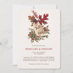 Convite de Casamento Folhas Vintage Apaixonar