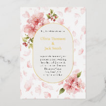 Convite de Casamento Folheado com Flor de Cerejeir