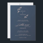 Convite de Casamento Foliar Azul e Rosa<br><div class="desc">Projetado para coordenar com a nossa Coleção de Folhagens Rosa e Marinho, este convite de casamento personalizável e correspondente apresenta o texto de casamento cor-de-rosa pincelado numa letra de escrita com folhagem num fundo de marinho. Para personalização mais avançada deste design, por exemplo, alteração do layout, da fonte ou do...</div>
